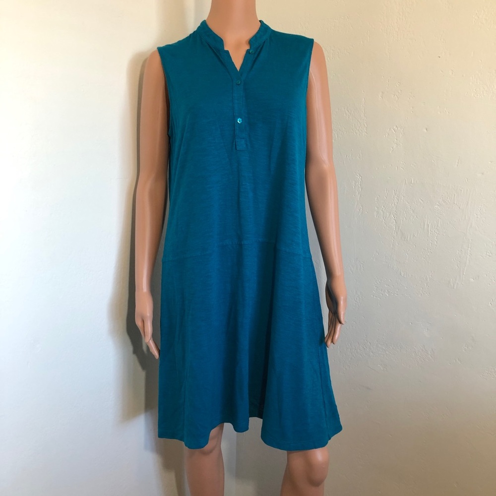 Eileen Fisher S Dress Teal Hemp Organic Cotton